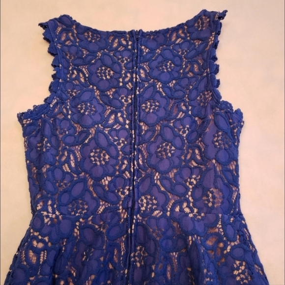Jodi Kristopher Blue Lace Dress 5 Sleeveless - Picture 4 of 7